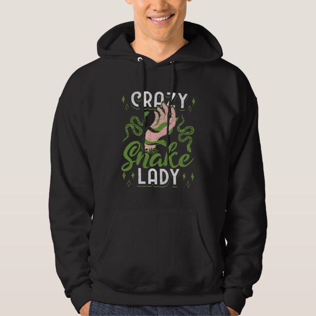 Exotic Pet Snake Reptile Crazy Snake Lady Hoodie (Front)