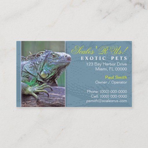 Customizable Exotic Pets Business Card