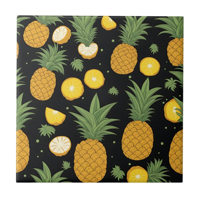 Exotic Pineapple Pattern Ceramic Tile (Front)