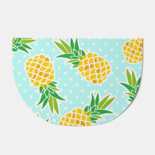 Exotic Pineapples: Blue Polka-Dot Fun. Doormat