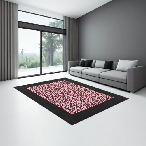 Exotic Pink and Black Leopard Print Area Rug