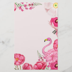 Exotic pink flamingo garden stationery