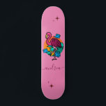 Exotic Pink Flamingo Summer Sparkle Name Tropical Skateboard<br><div class="desc">This fun skateboard featuring a pink flamingo & a custom name would make a wonderful gift for someone,  who's into skateboarding! Easily add the desired name by clicking on the "personalize this template" option.</div>