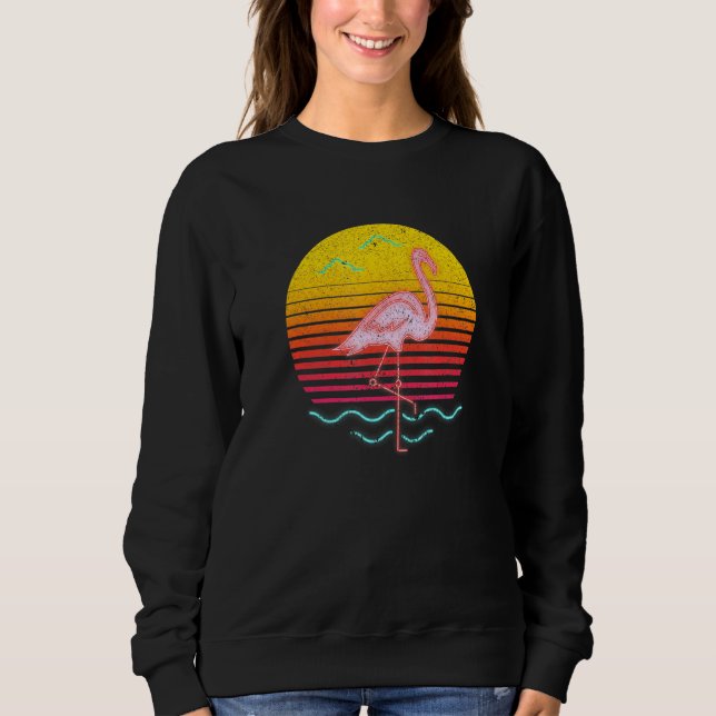 Exotic Pink Flamingo Summer Vibes Palm Trees Tropi Sweatshirt (Front)