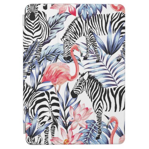 Exotic pink flamingo zebra on background summer b iPad air cover