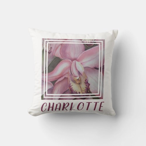 Exotic Pink Flower Throw Pillow