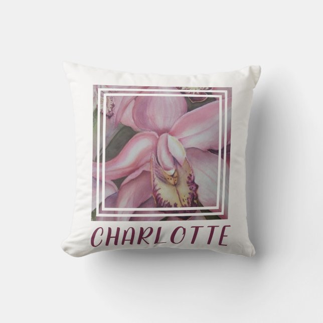 Exotic Pink Flower Throw Pillow (Front)