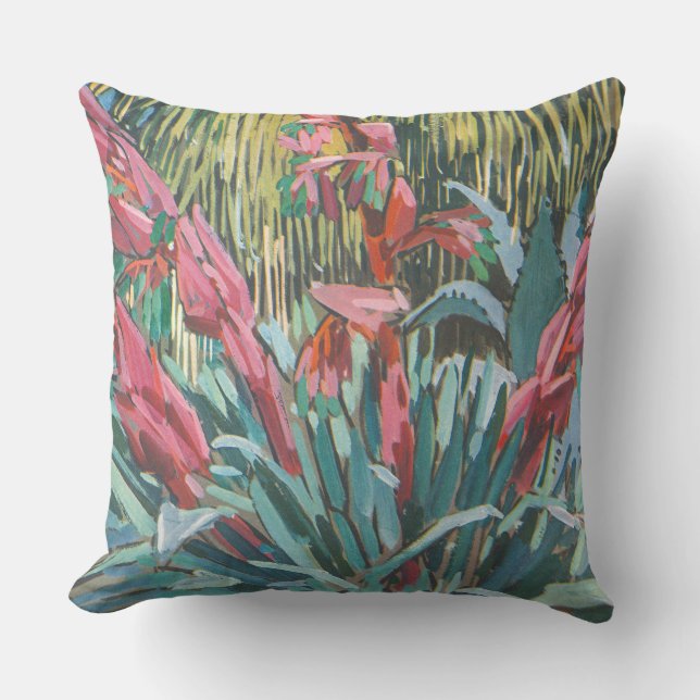 Exotic Pink Flowers Throw Pillow (Front)