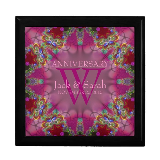 Exotic Pink Fractal Lace Anniversary Gift Box (Front)