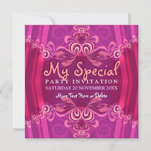 Exotic Pink Girls Boudoir Party  Invitation