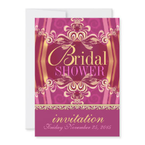 Exotic Pink Gold Frills Bridal Shower Party Invitation