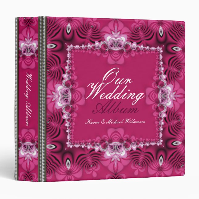 Exotic Pink Lace Romance Wedding Album Binder (Front/Spine)