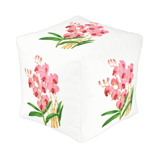 Exotic Pink Orchids Pouf
