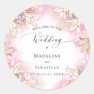 Exotic Pink Pineapples Blush Wedding Classic Round Sticker