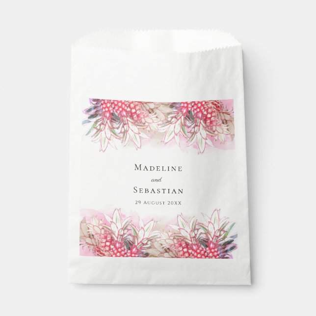 Exotic Pink Pineapples Blush Wedding Favor Bag (Front)