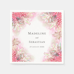 Exotic Pink Pineapples Blush Wedding Napkins
