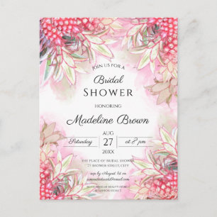 Exotic Pink Pineapples Bridal Shower Invitation Postcard