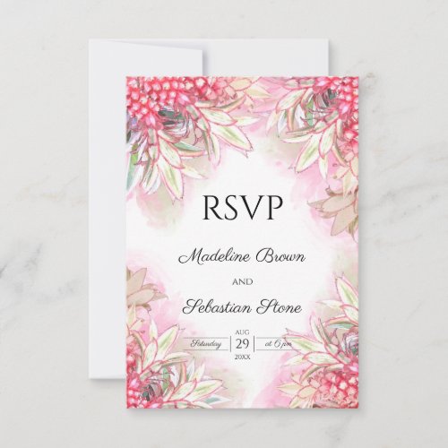 Exotic Pink Pineapples Wedding RSVP Card