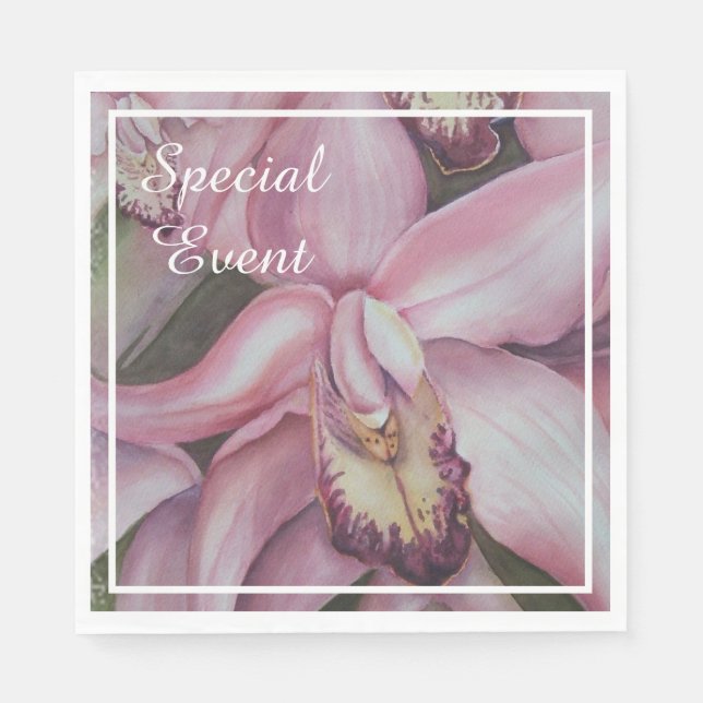 Exotic Pink Purple Orchid Party Napkins (Front)