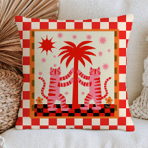 Exotic Pink Tigers with a Palm Tree Red Checkered