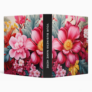 Exotic Pink Tropical Floral Garden 3 Ring Binder