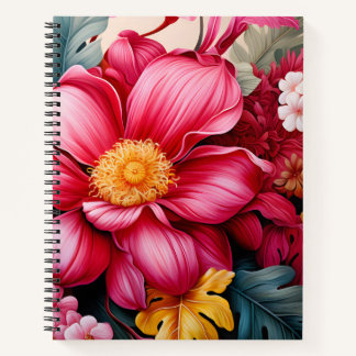 Exotic Pink Tropical Floral Garden Notebook