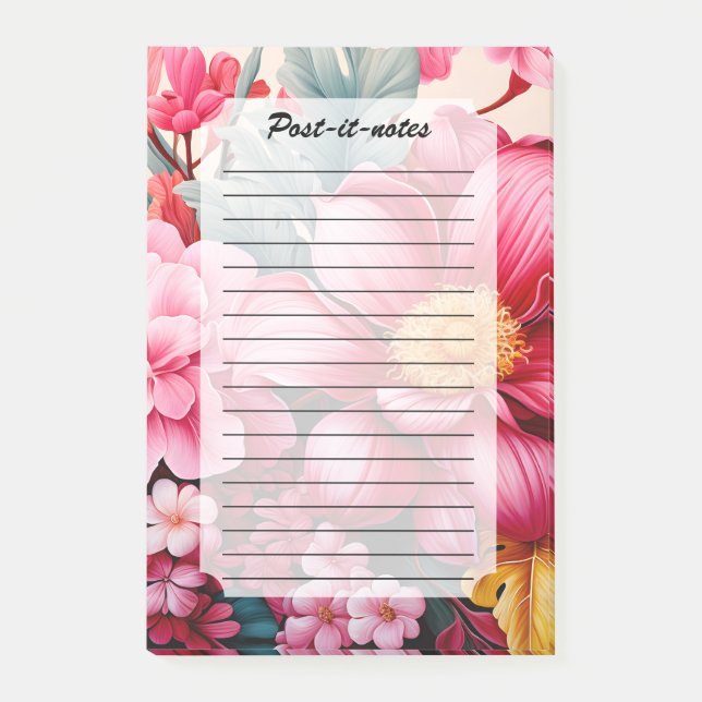 Exotic Pink Tropical Floral Garden Post-it Notes (Front)
