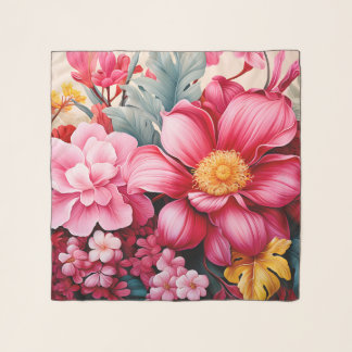 Exotic Pink Tropical Floral Garden Scarf