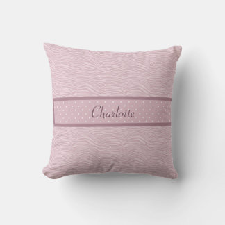 Exotic Pink Zebra Print & Polka Dots Throw Pillow
