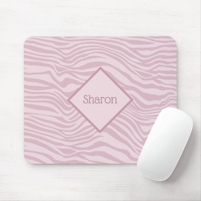 Exotic Pink Zebra Stripes - Personalized Mouse Pad (With Mouse)