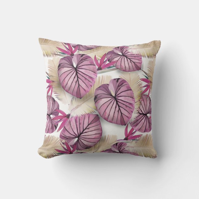 Exotic plants throw pillow (Front)