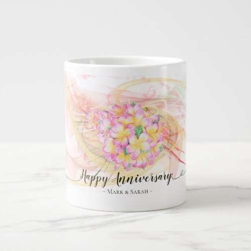 Exotic Plumeria Flower Abstract Art Calligraphy Large Coffee Mug