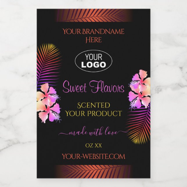 Exotic Product Labels Rainbow Hawaii Flowers Logo (Single Label)