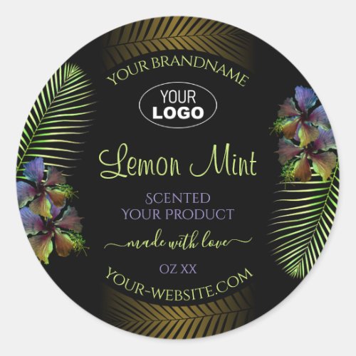 Exotic Product Labels Yellow Purple Flowers Logo