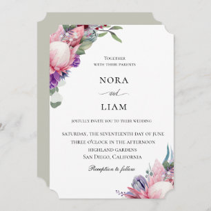 Exotic Protea Floral Wedding Invitation