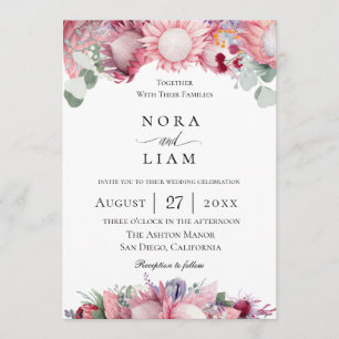 Exotic Protea Floral Wedding Invitation