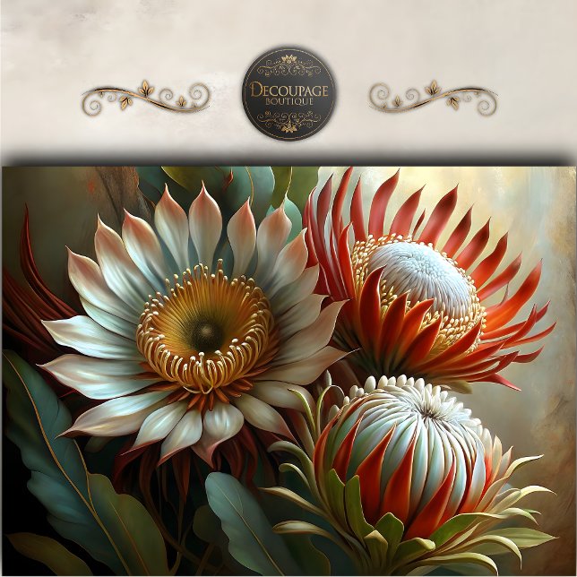 Exotic Protea Garden Decoupage Tissue Paper (Exotic Protea Garden Decoupage Tissue Paper)
