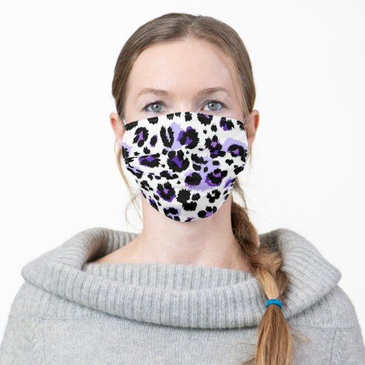 Exotic Purple And Black Wild Animal Print Cheetah Adult Cloth Face Mask (Worn)