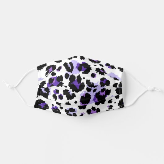 Exotic Purple And Black Wild Animal Print Cheetah Adult Cloth Face Mask (Front, Unfolded)