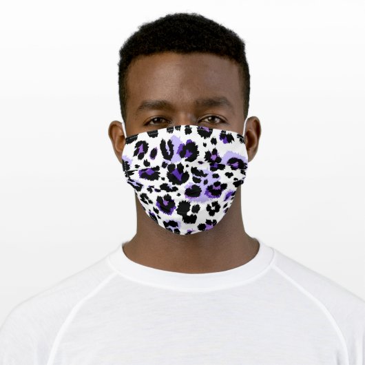 Exotic Purple And Black Wild Animal Print Cheetah Adult Cloth Face Mask (Worn)