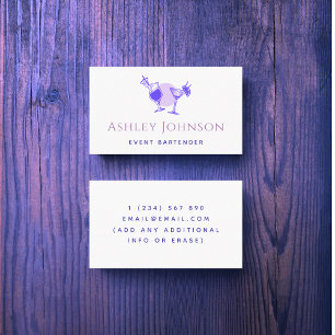 Exotic Purple Cocktails Event Bartender Chic Girly Business Card
