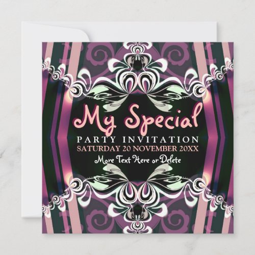 Exotic Purple Girls Boudoir Party  Invitations