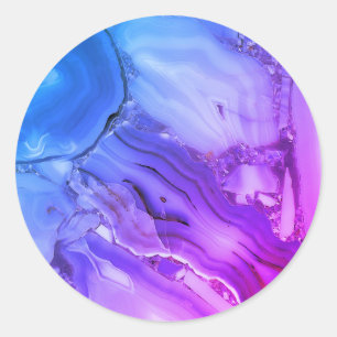 Exotic Purple Marble Classic Round Sticker
