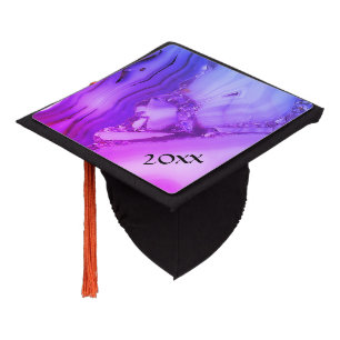 Exotic Purple Marble  Graduation Cap Topper