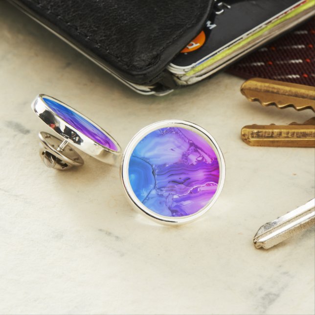 Exotic Purple Marble  Lapel Pin (In Situ)