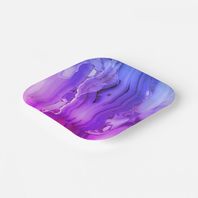 Exotic Purple Marble  Paper Plates (Angled)