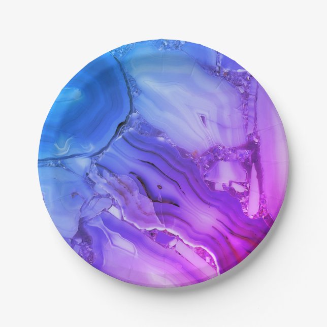 Exotic Purple Marble  Paper Plates (Front)