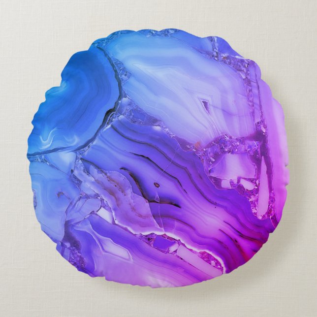 Exotic Purple Marble  Round Pillow (Front)