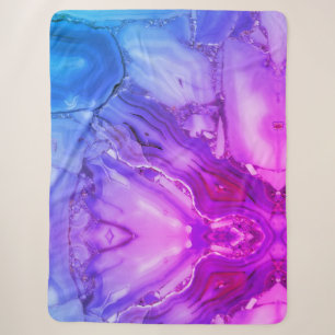 Exotic Purple Marble Sherpa Blanket