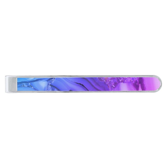 Exotic Purple Marble  Silver Finish Tie Bar (Front)